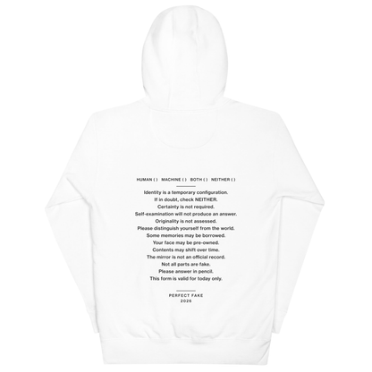 “Form 12” White Hoodie — back view
