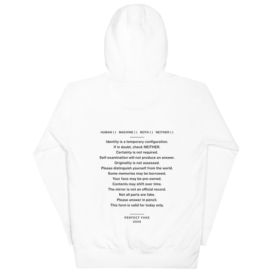 “Form 12” White Hoodie — back view