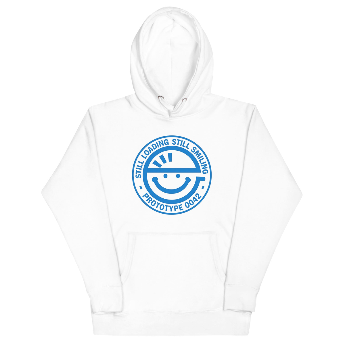 “The Generating Man” Big Emblem White Hoodie — front view