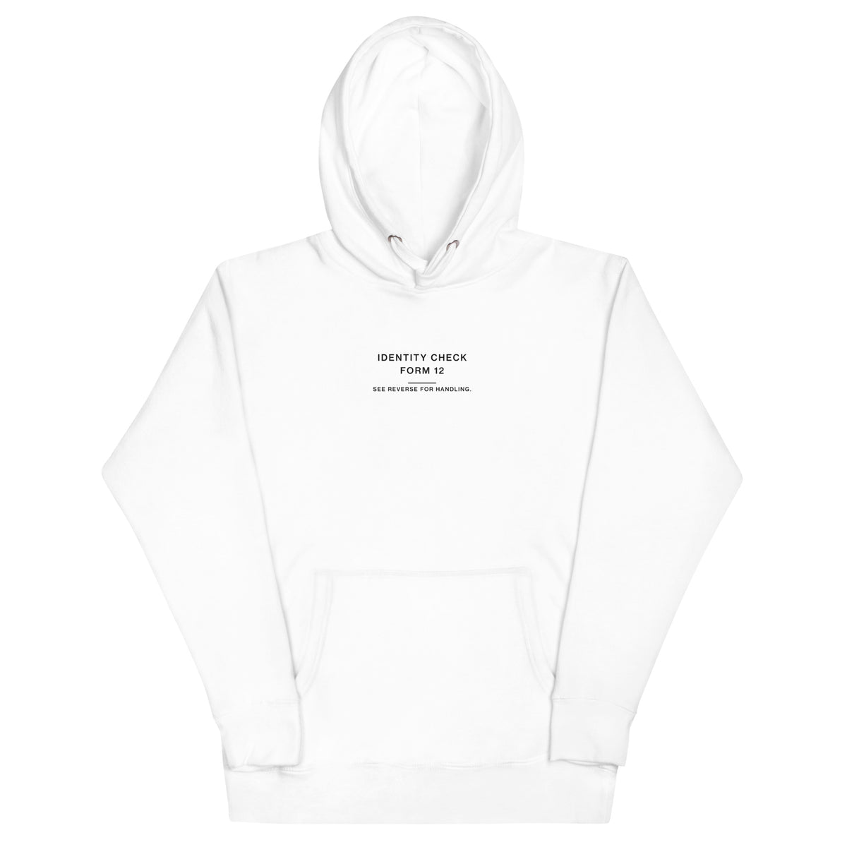 “Form 12” White Hoodie — front view
