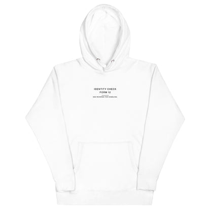 “Form 12” White Hoodie — front view